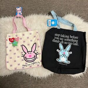 JIM BENTON IT'S HAPPY BUNNY TOTE BAG IHB TOTE BAG SET